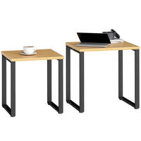 COUCHTISCH 2er-Set mit Metallrahmen, moderne Wohnzimmertische im Naturholz-Look für Wohnzimmer - Naturfarben, Holzwerkstoff (50/60/60cm)