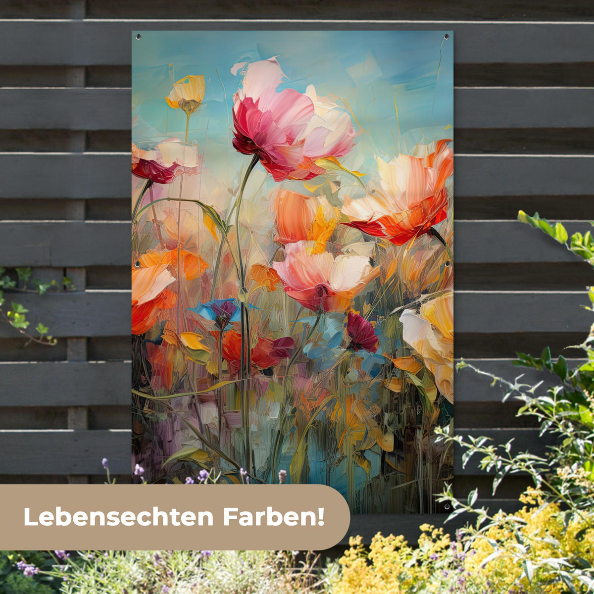 ZAHRADNÍ PLAKÁT Květiny - Akvarel - Umění - Botanické - Příroda 120x180 cm - pomerančová, plast (120/180/0.2cm) - OnlyWow