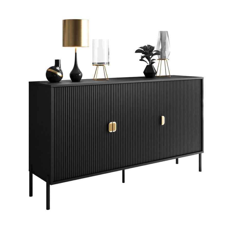 KOMMODE DALIA 3D - Goldfarben/Schwarz, Holzwerkstoff (154/84/49cm) - Lookway