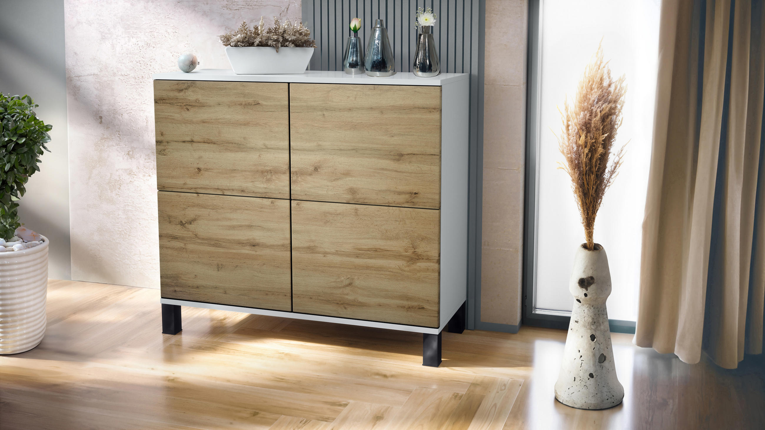 KOMMODE Rova Eiche Wotan - Eiche Wotan, Holzwerkstoff (92.5/84.5/35cm) - Vladon