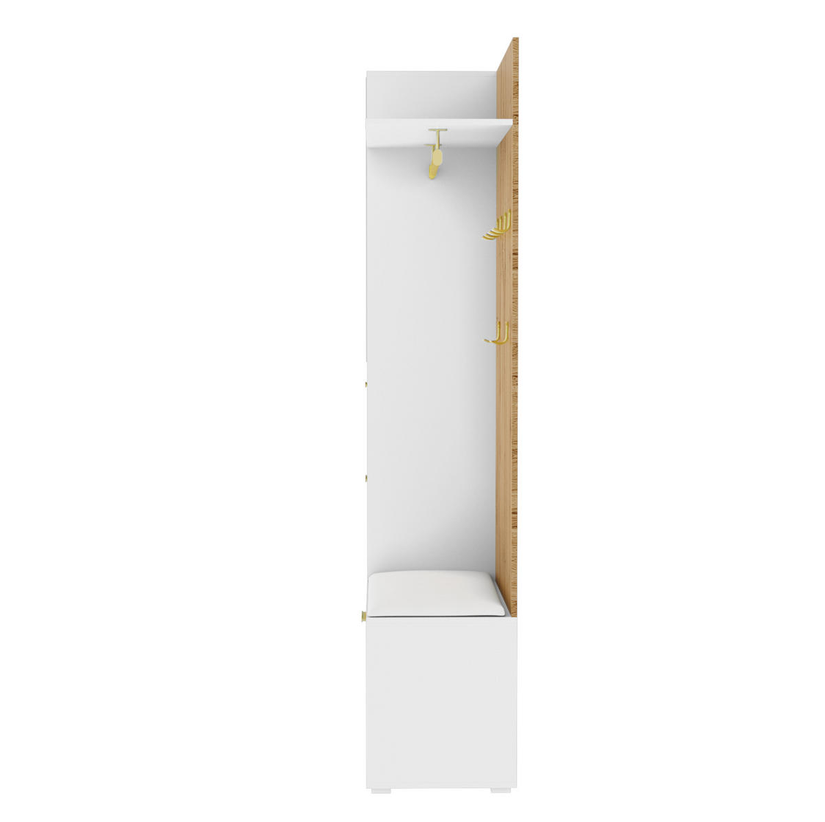 GARDEROBEN-SET in Naturfarben Kleiderschrank-Set mit Schuhschrank, Sitzbank und LED-Beleuchtung , B110/T38/H190cm - Naturfarben/Weiß, Glas/Holzwerkstoff (110/190/38cm) - STILVORA