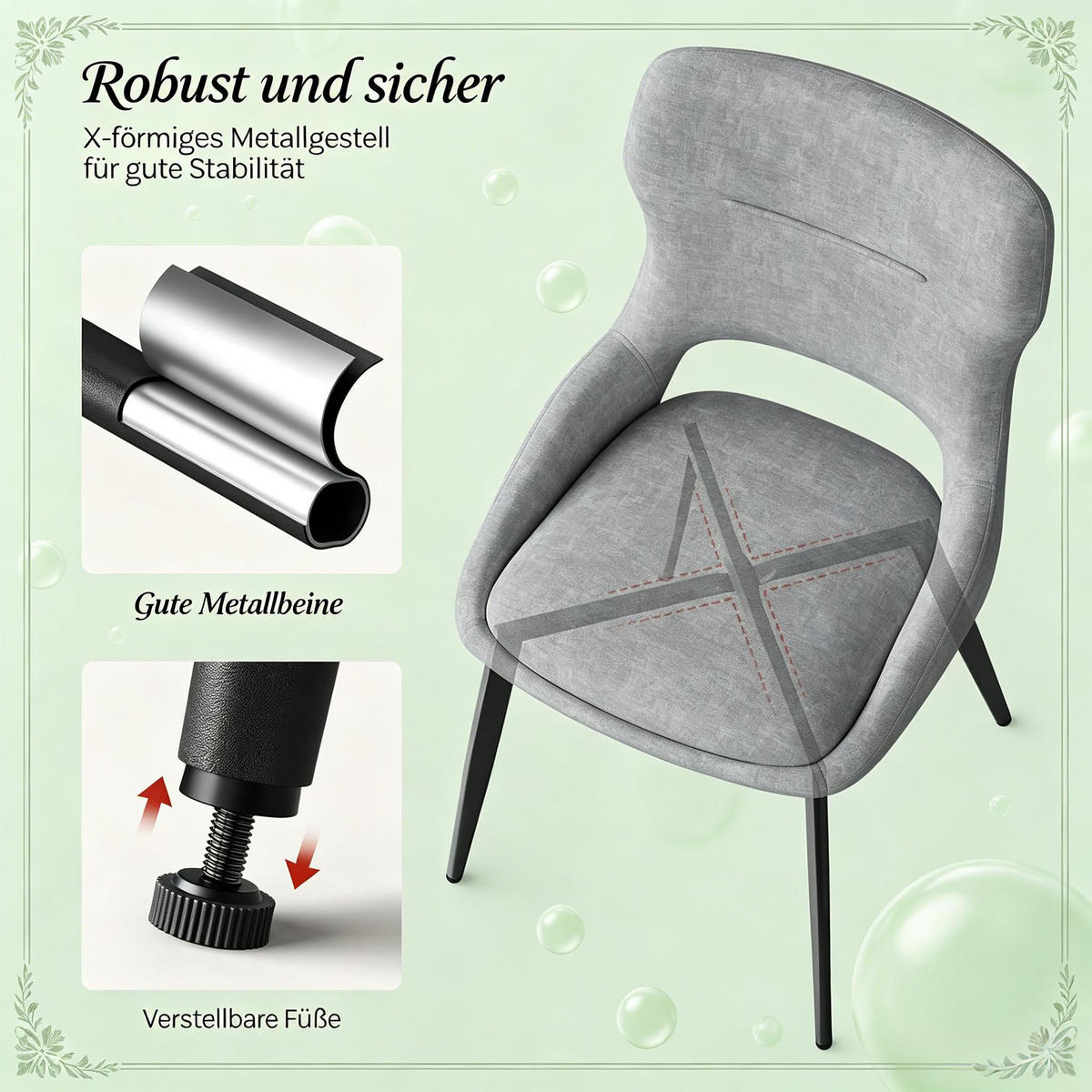 ARMLEHNSTUHL-SET DE-36192 2 Stück mit Lochmuster-Rückenlehne Grau - Grau, Metall (40/86/43cm) - ComfortXL