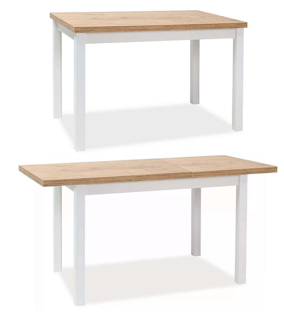 ESSTISCH Adam Eiche Lancelot / Weiß 120-160 / 68 / 75cm - Eichefarben/Weiß, Holz/Holzwerkstoff (68/160/75cm) - Feldmann-Wohnen