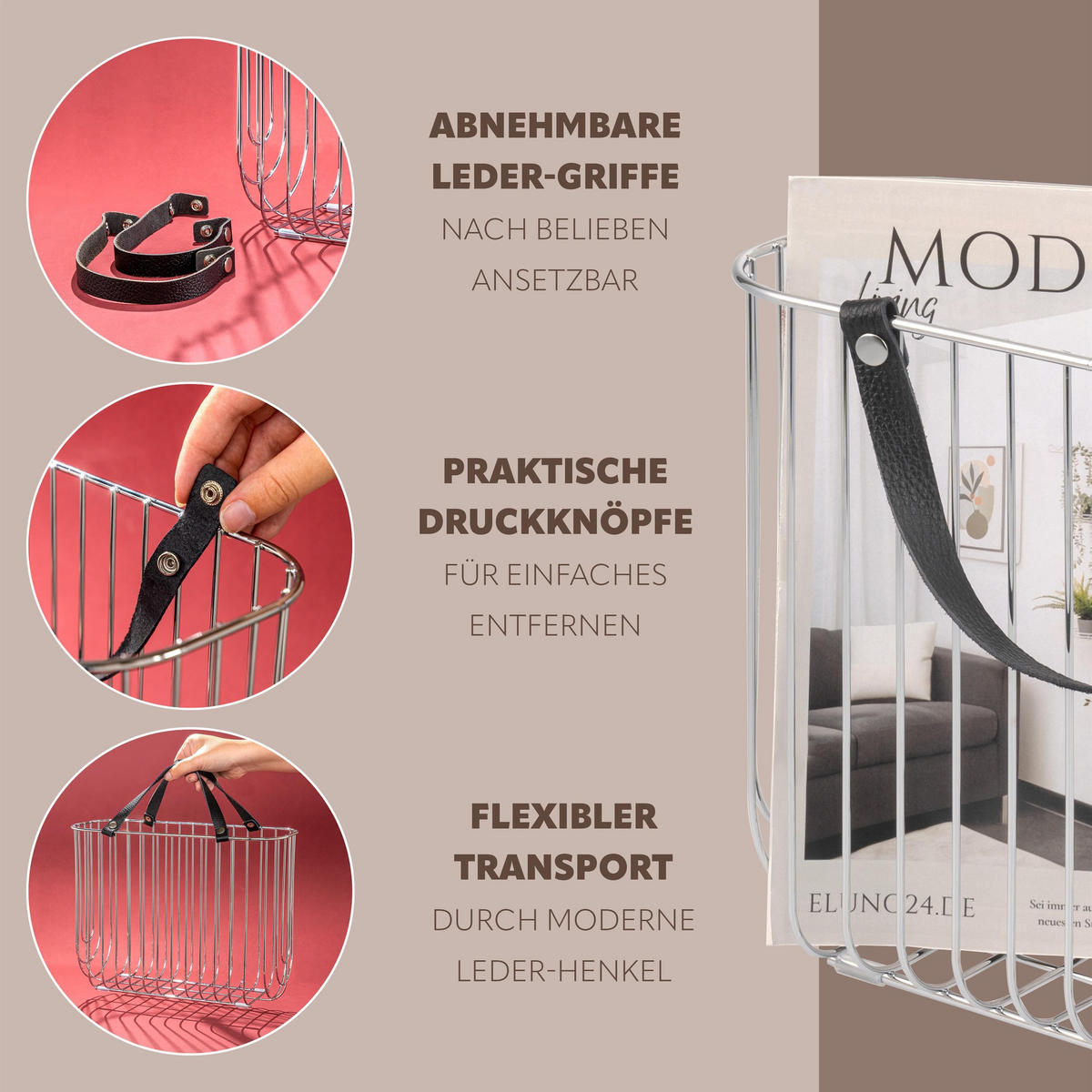 ZEITUNGSSTÄNDER, silber - Chromfarben, Metall (36/26.5/15.5cm) - eluno