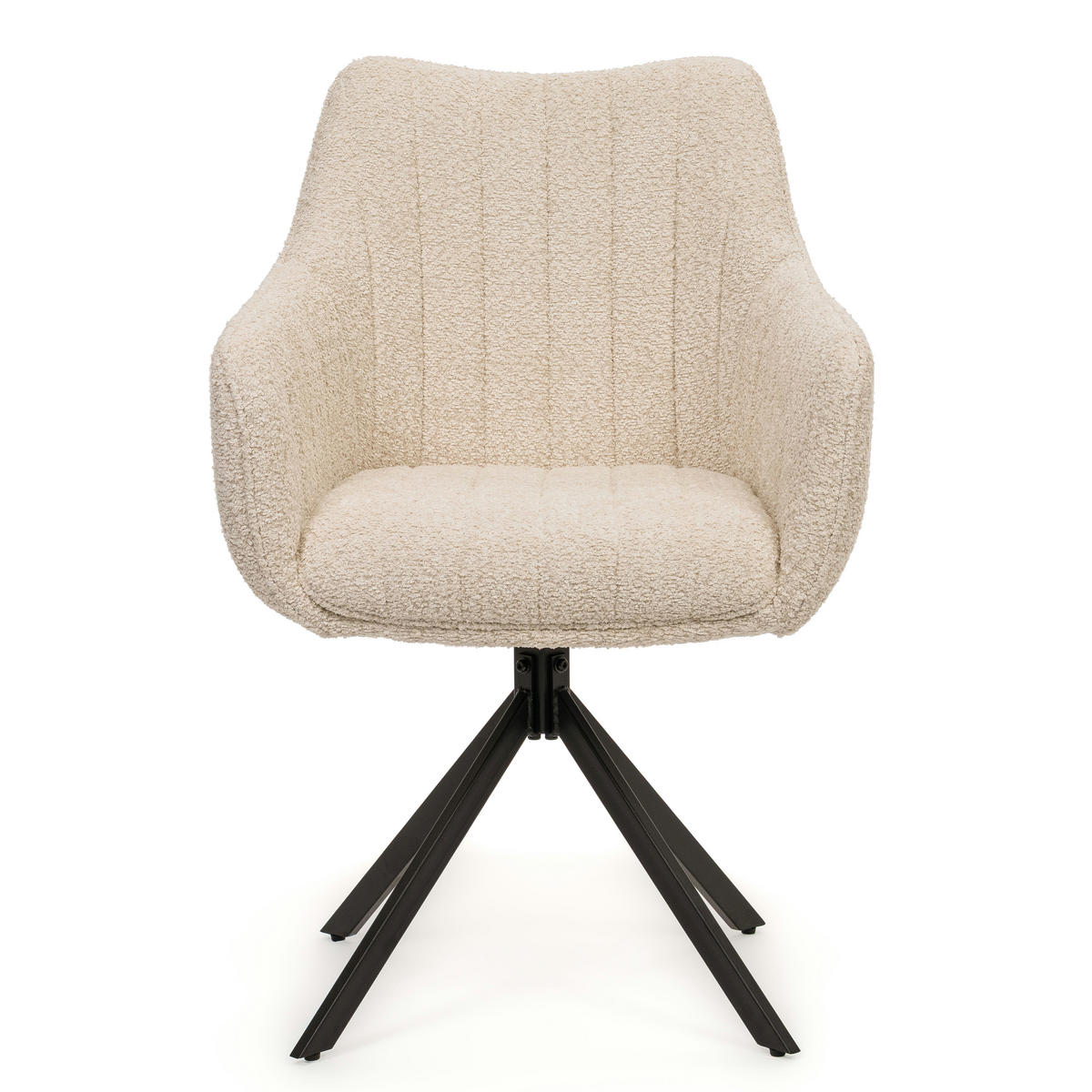 STUHL PIANO drehbar gepolsterter mit Steppung - cream - Boucle - Creme/Schwarz, Textil/Metall (59/88/61cm) - NEW HOME
