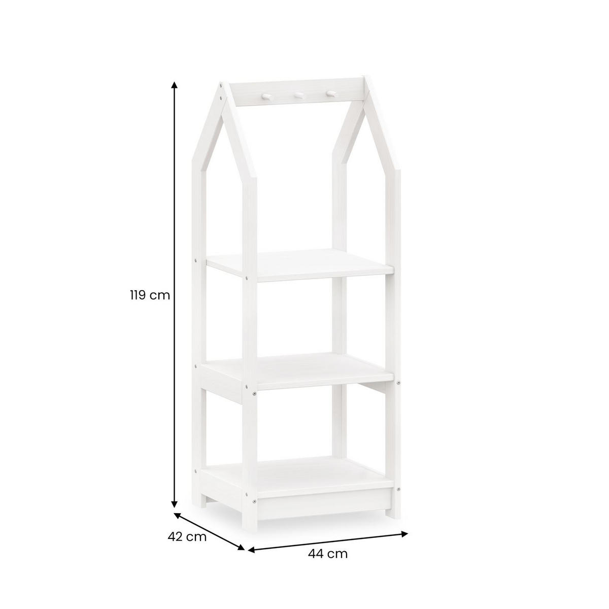KINDERREGAL SALLY weiß - Weiß, Holz (44/118/42cm) - IDIMEX