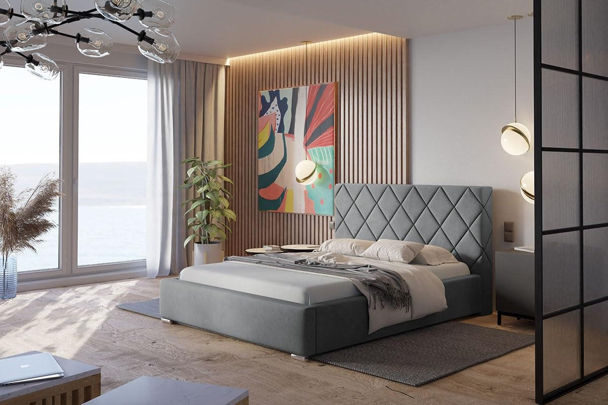 POLSTERBETT Málaga mit Kopfteil, 120x200 cm, Doppelbett mit Bettkasten und Lattenrost aus Holz, Velourstoff Beige - Beige, Holz/Textil (120/200cm) - Alpi-Möbel