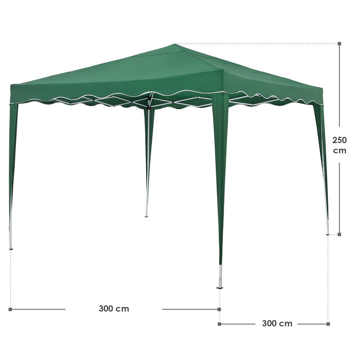 FALTPAVILLON Vivara grün 3x3 m mit Tragetasche - Grün, Metall (300/250/300cm) - Juskys