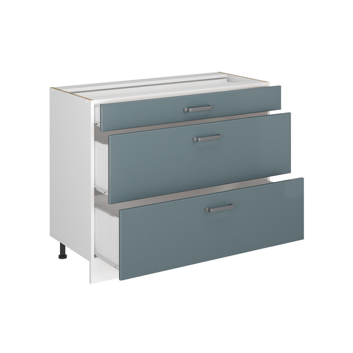 KÜCHENUNTERSCHRANK R-Line, Blau-Grau/Weiß, 100 cm Arbeitsplatte Anthrazit - Blaugrau/Weiß, Holzwerkstoff (100/81.6/60cm) - Vicco
