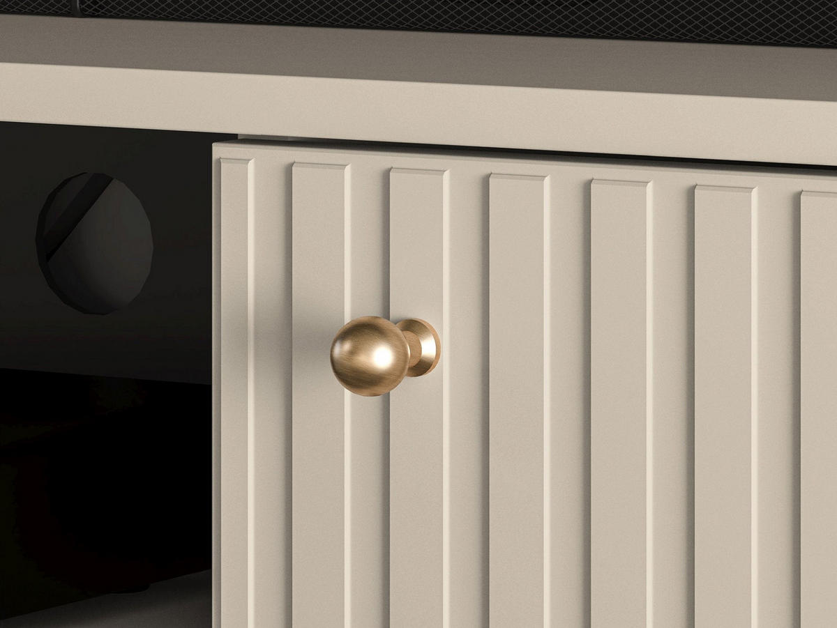 TV-LOWBOARD Caletto in Beige mit Lamellenstruktur 160/53/40 cm - Beige/Goldfarben, Holzwerkstoff/Metall (160/53/40cm) - Selsey