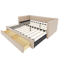 AUSZIEHBETT 90/180/190 cm DE-01664, in Beige, mit 2 Schubladen - Beige, Metall (90/190cm) - ComfortXL