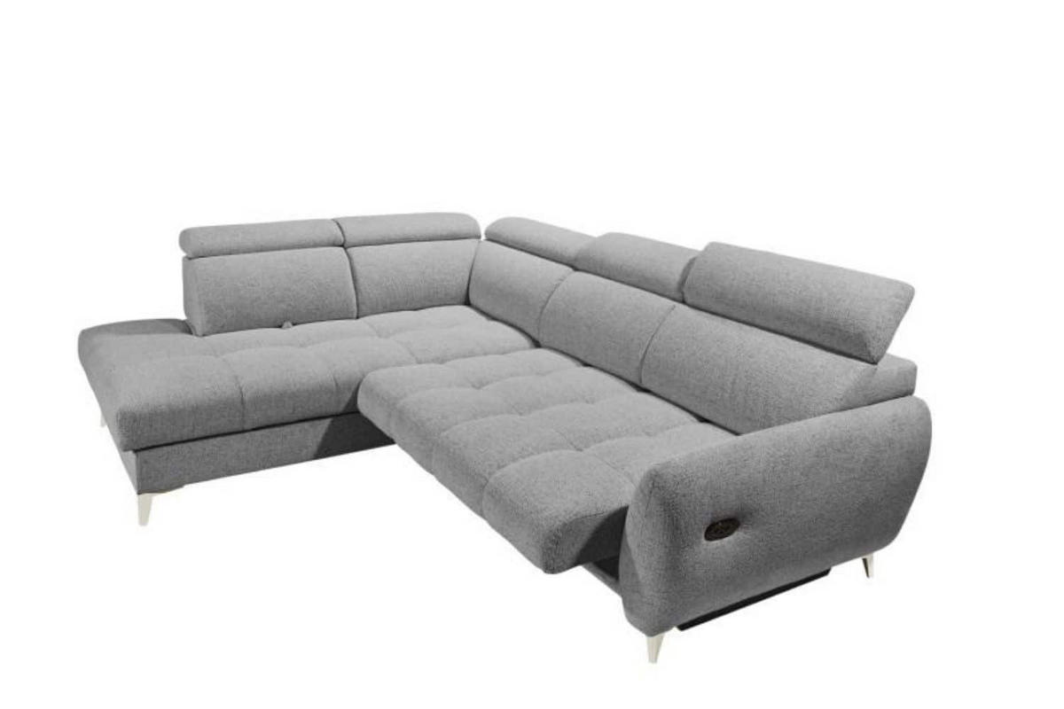 ECKSOFA mit elektrischer Sitztiefenverstellung und Bettkasten - Chromfarben/Kaschmir, Holz/Holzwerkstoff (282/216cm) - ed exciting design