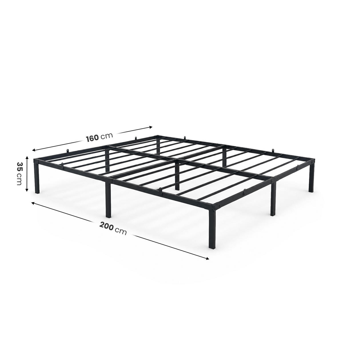 METALLBETT Klappbares 160x200 cm Schwarz - Schwarz, Metall - Akord
