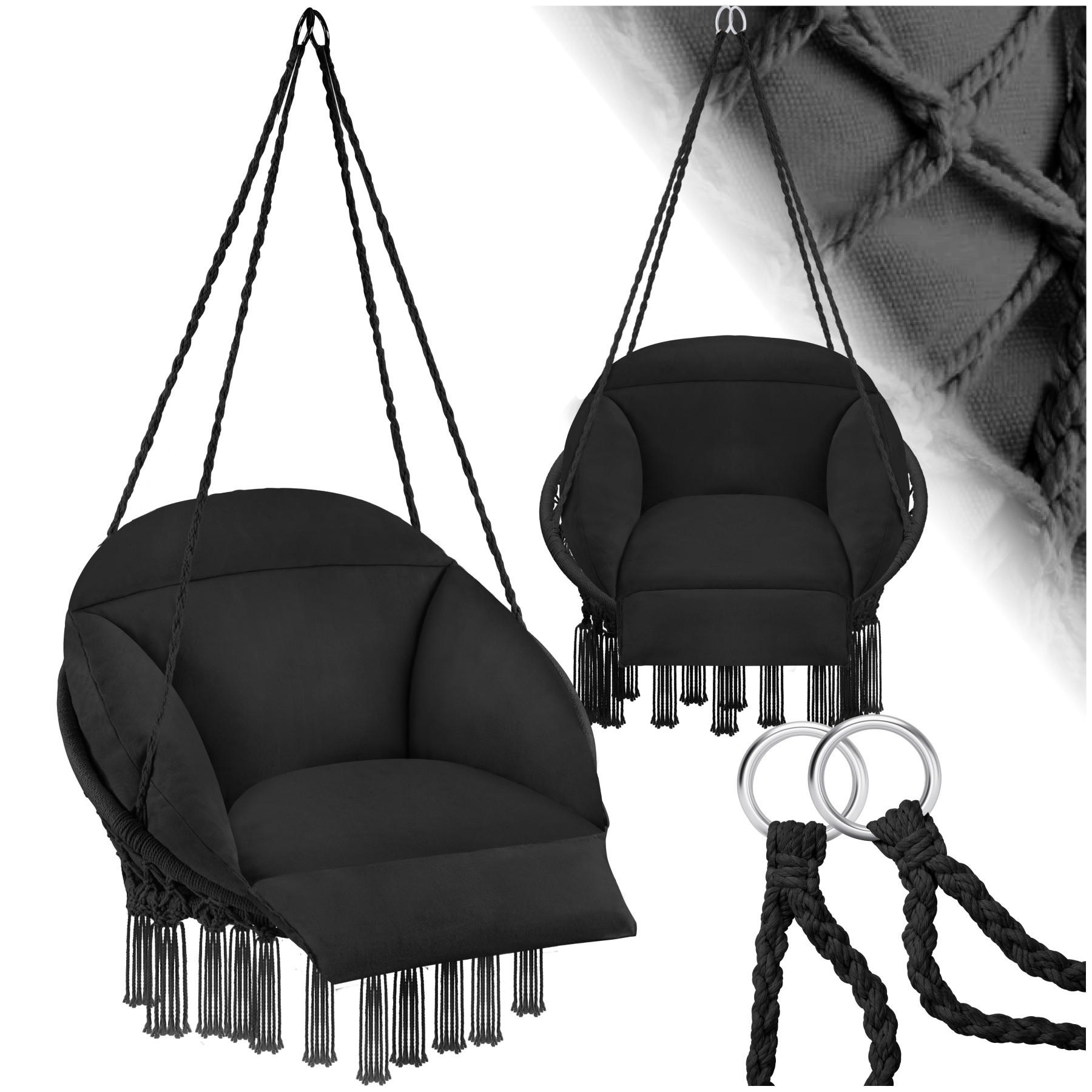 HÄNGESESSEL Samira,80 x 81 x 139 cm,schwarz - Schwarz, Kunststoff (80/139/81cm) - tectake