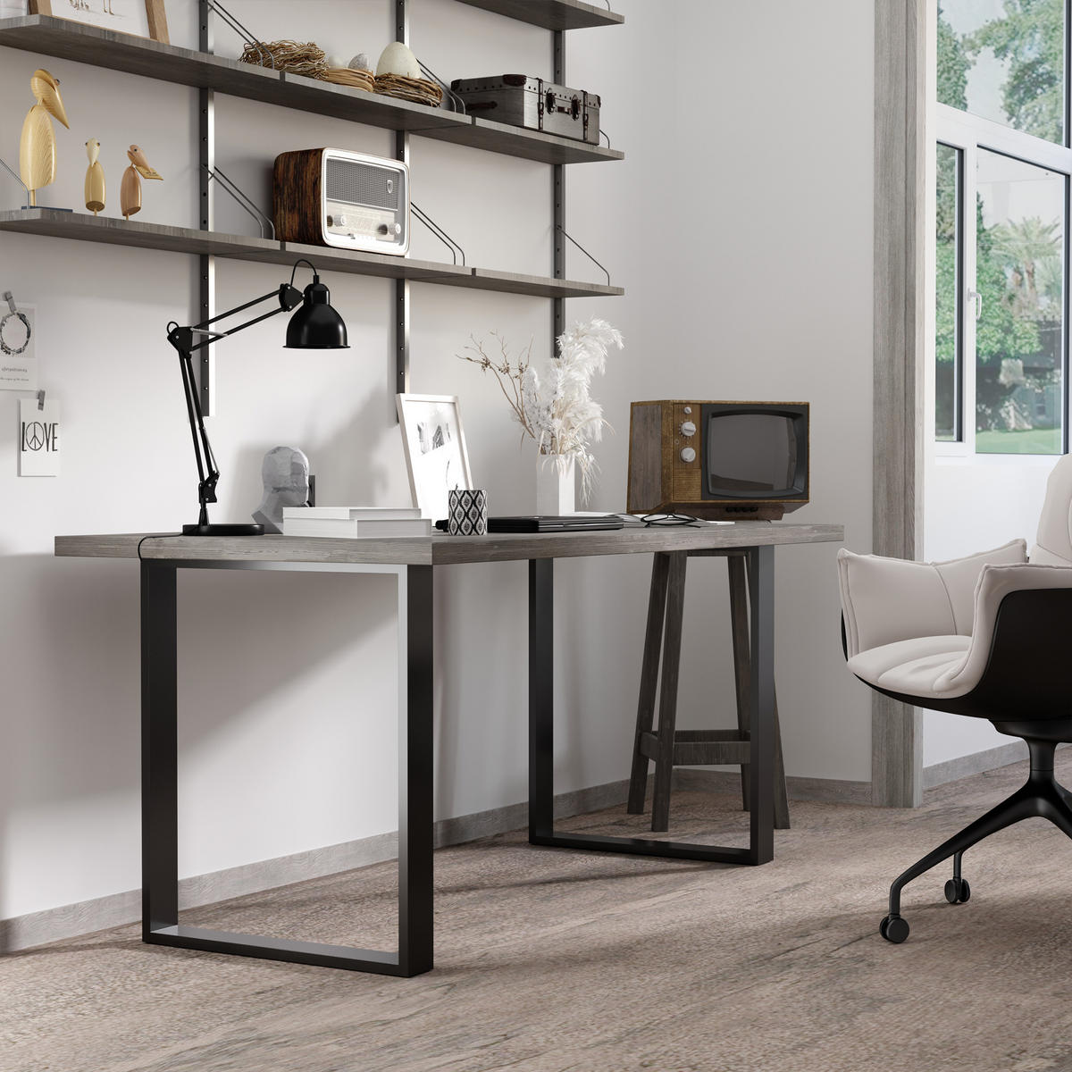 TISCHBEINE, 2er-Set Tischkufen, Möbelfüße aus Vierkantprofilen, 60 x 72 cm Stahl - Schwarz, Metall (8/72/60cm) - HOMCOM