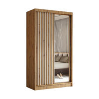SCHWEBETÜRENSCHRANK Erika 120 cm mit Lamellen und Spiegel 2-türig, Artisan, Artisan, Lamelle weiß - Eiche Artisan/Braun, Kunststoff (120/216/51cm) - Margaret Hadas24
