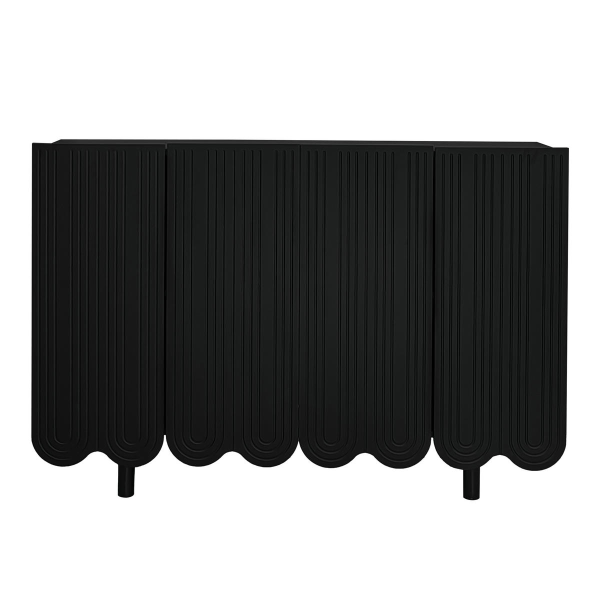 SIDEBOARD mit Metallfüßen und Rillen-Design - Weiß, Holzwerkstoff/Metall (120/80/37.5cm) - Urban Meuble