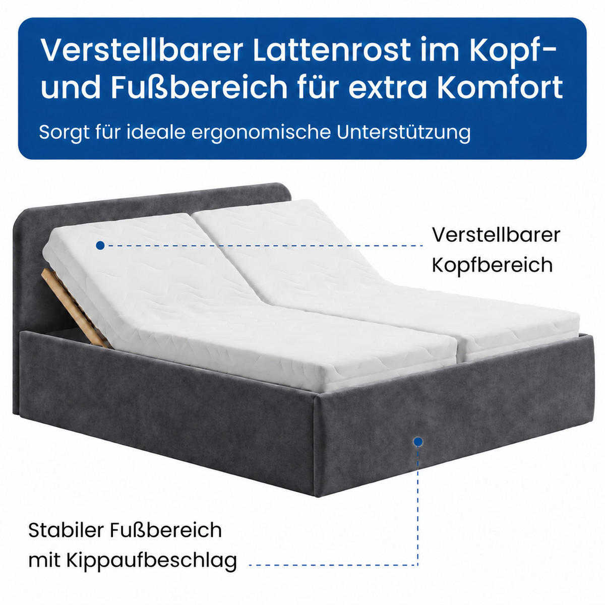 POLSTERBETT 200x200 cm Microvelours in Anthrazit - Anthrazit, Textil (200/200cm) - Home Collective