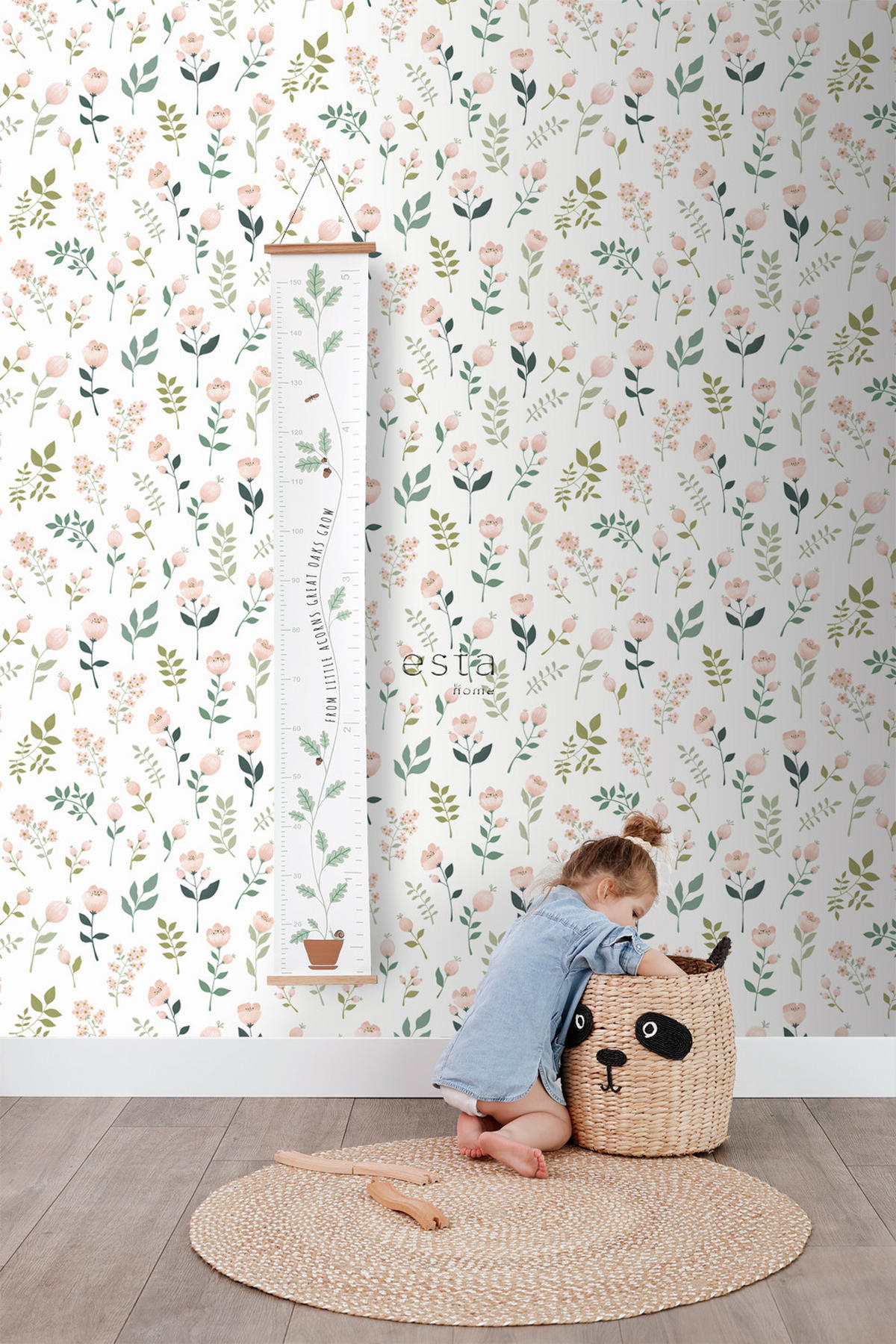 TAPETE Blumen 53 cm x 10.05 m - Weiß, Papier (53/0.1cm) - ESTAhome