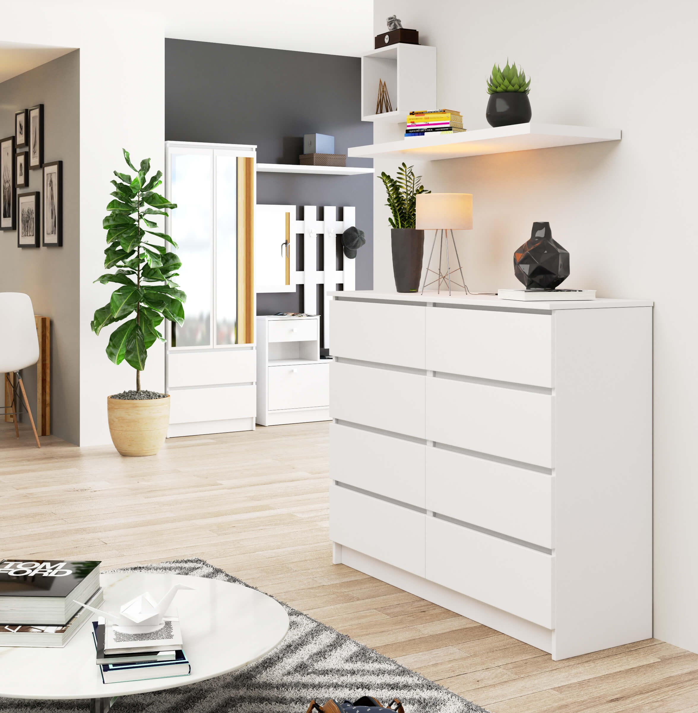 KOMMODE Weiß 120x40x99 cm - Weiß, Holzwerkstoff (120/99/40cm) - Akord