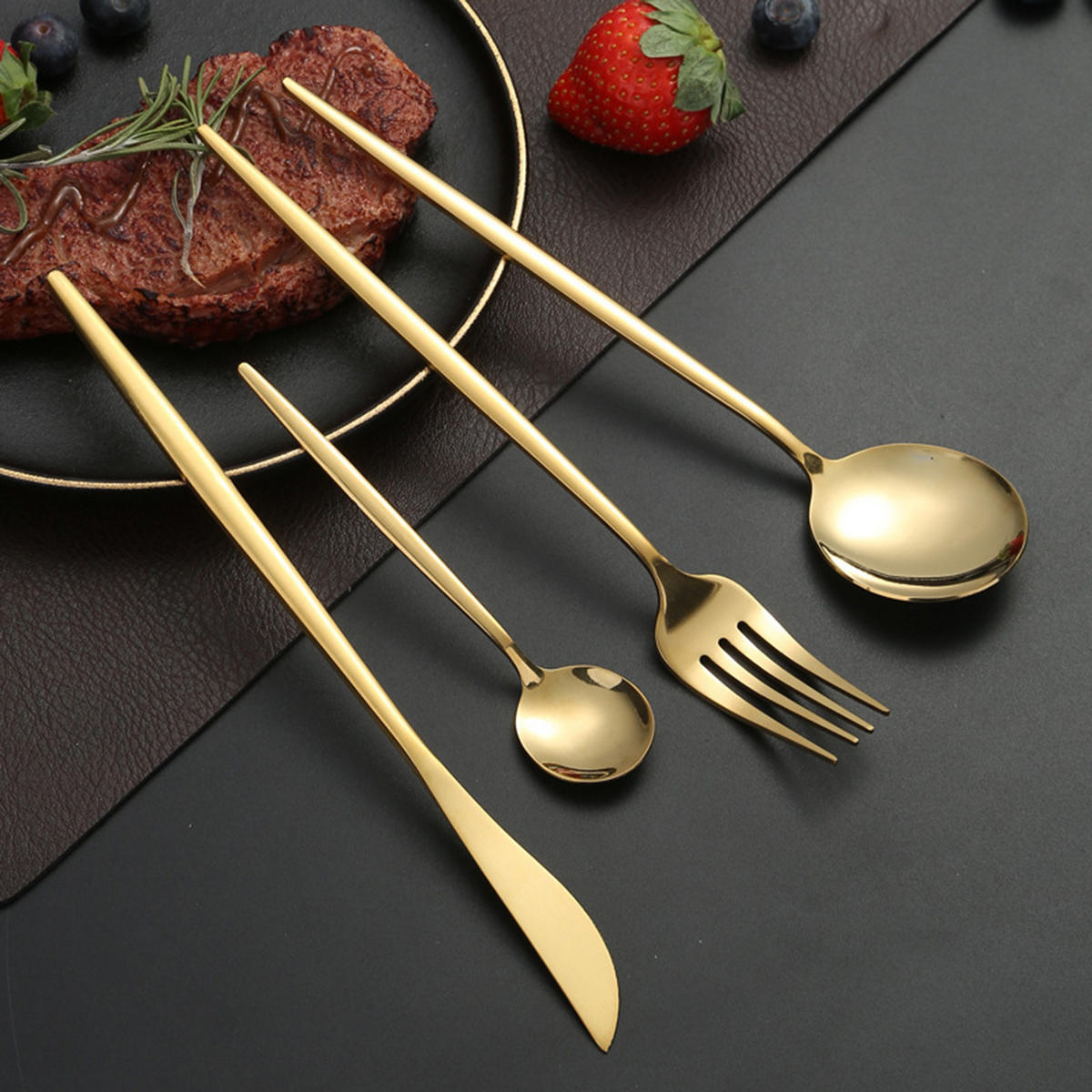 BESTECK-SET, 304er Edelstahl, spiegelpoliert - Goldfarben, Metall