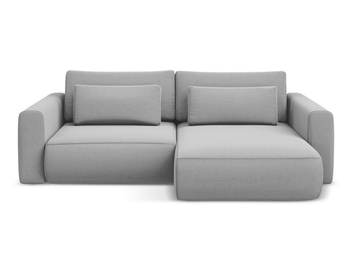 ECKSOFA mit Schlaffunktion Samt Stoff Grau - Schwarz/Grau, Kunststoff/Textil (240/149cm) - Makamii
