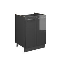 SPÜLENUNTERSCHRANK Fame-Line, Anthrazit Hochglanz/Anthrazit, 60 cm - Schwarz Hochglanz/Anthrazit, Holzwerkstoff (60/82/51.6cm) - Vicco
