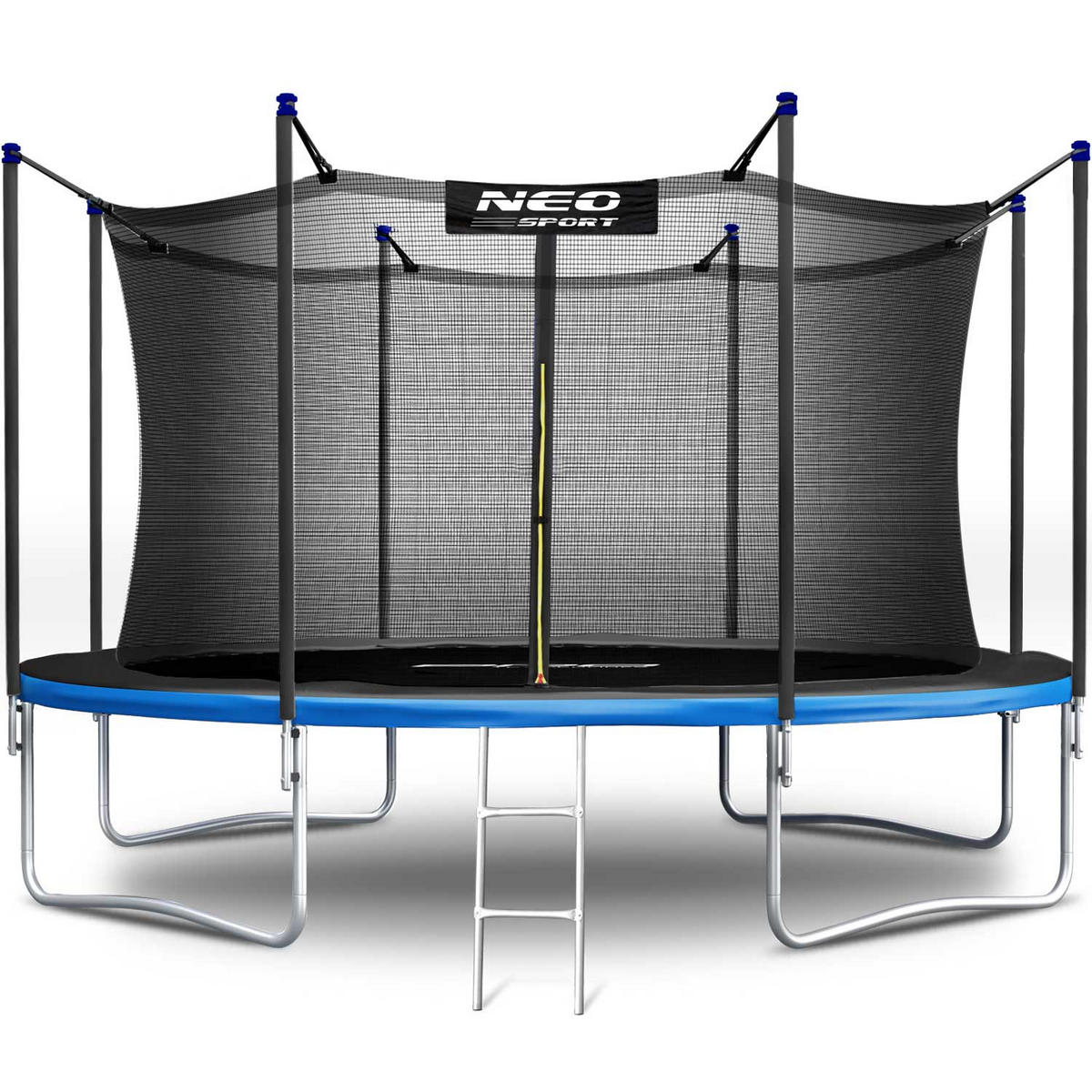 GARTENTRAMPOLIN 13 ft/404 cm mit Innennetz und Leiter - Blau, Metall (404/404cm)