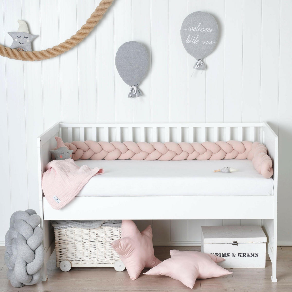 BETTSCHLANGE geflochten Rosa Jersey - Rosa, Textil (16/200cm) - nordic coast company