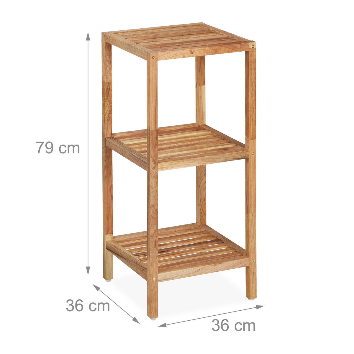 BADREGAL - Hellbraun, Holz (36/79/36cm) - Relaxdays