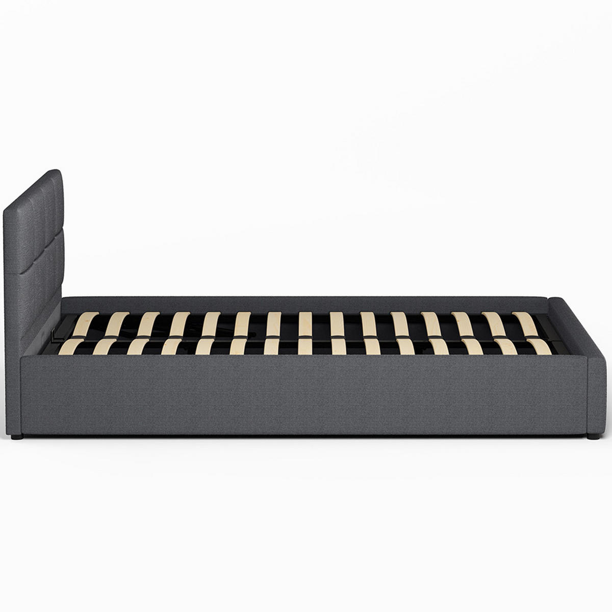 POLSTERBETT 160×200 mit Bettkasten und Lattenrost Mika 028-45 Graphit Dunkelgrau Geflochten - Graphitfarben, Holz (160/200cm) - Jana
