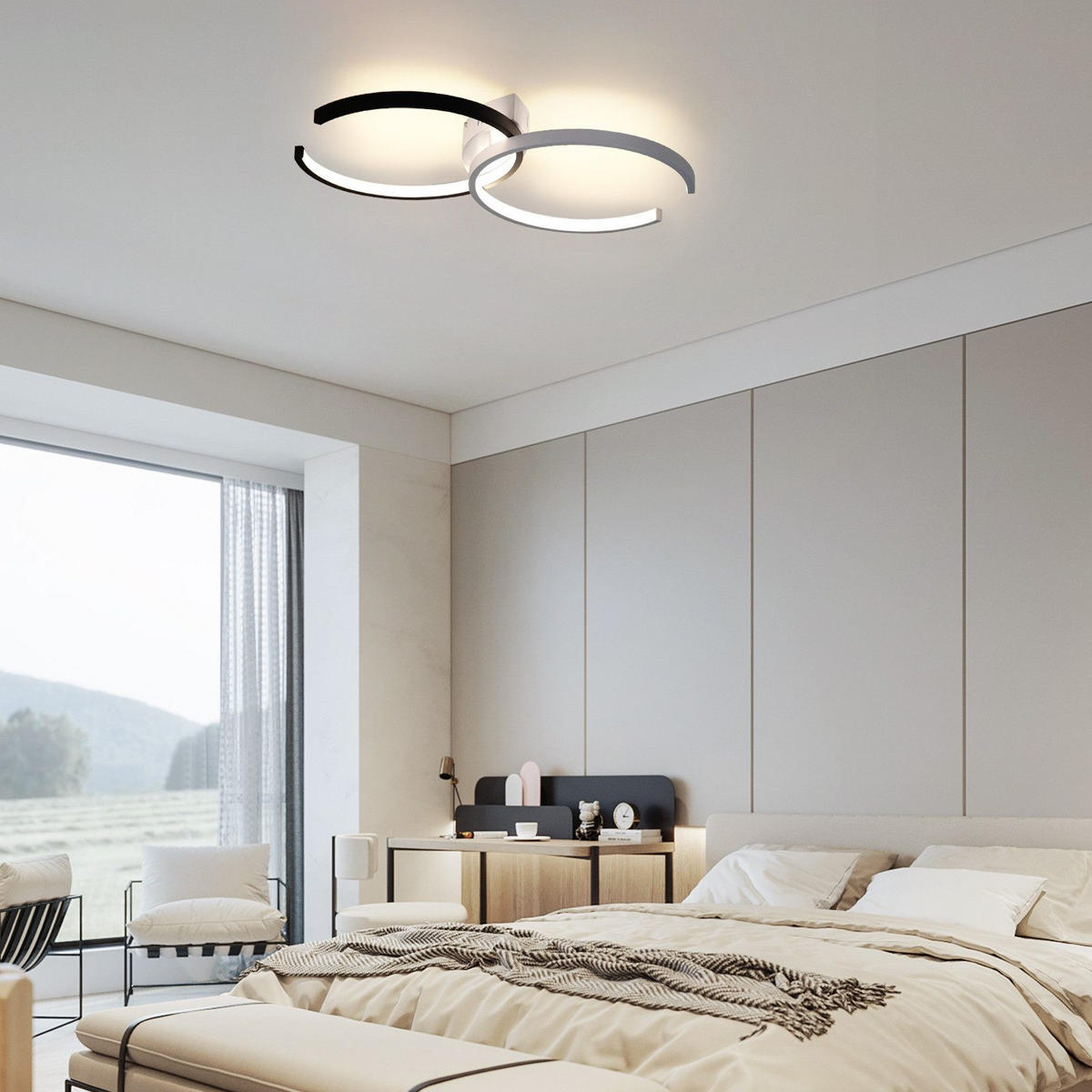 LED-DECKENLEUCHTE Dagmar 54/32/8.5 cm - Schwarz/Weiß, Metall (54/32/8.5cm) - Nettlife