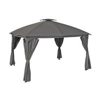 PAVILLON Dublin Schwarz Polyester Gartenpavillon Gartenlaube - Schwarz, Kunststoff (360/270/300cm) - DELUKE