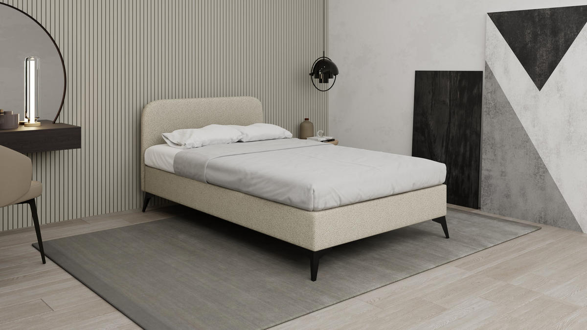 POLSTERBETT Mavilo 120 x 200 cm mit Bettkasten und Lattenrost, Taschenfederkernmatratze Pocket mit Kokosmatte - Beige - Beige, Holz (120/200cm) - Panda Möbel