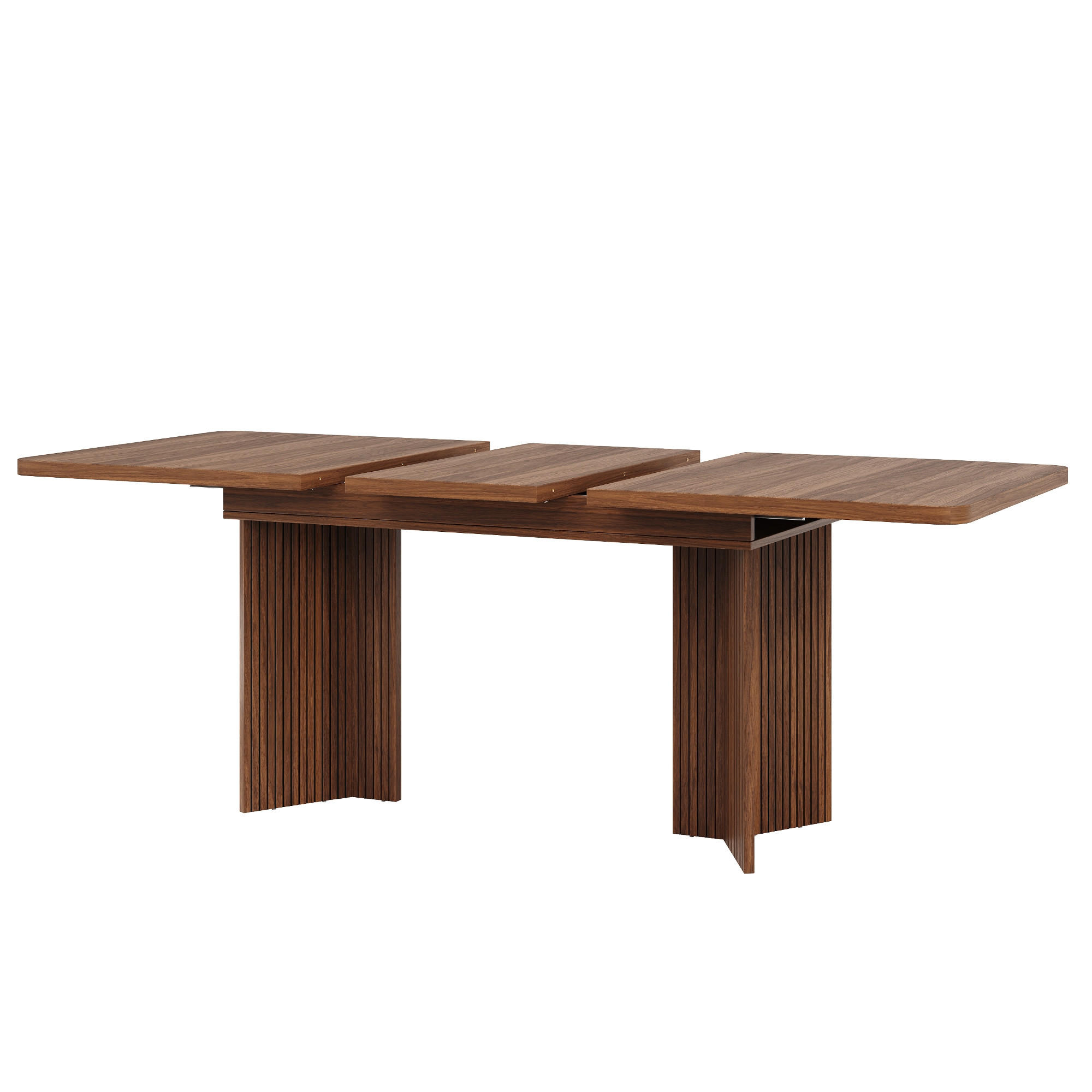 ESSTISCH 120-160/80/76.1 cm Braun mit vertikaler Riffel V-förmigen Tischbeinen - Braun, Holz/Holzwerkstoff (120/80/76.1cm) - Oxeza