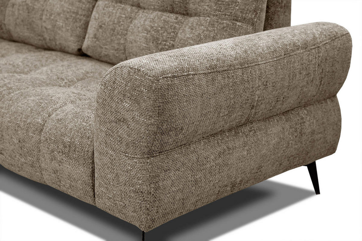 ECKSOFA SALVINI 5-Sitzer, taupe - Taupe/Schwarz, Holzwerkstoff/Textil (158/292cm) - Courtois Laville