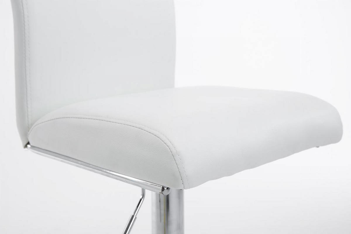 BARHOCKER Lederlook weiß - Chromfarben/Weiß, Textil/Metall (38.5/95/47cm) - CLP