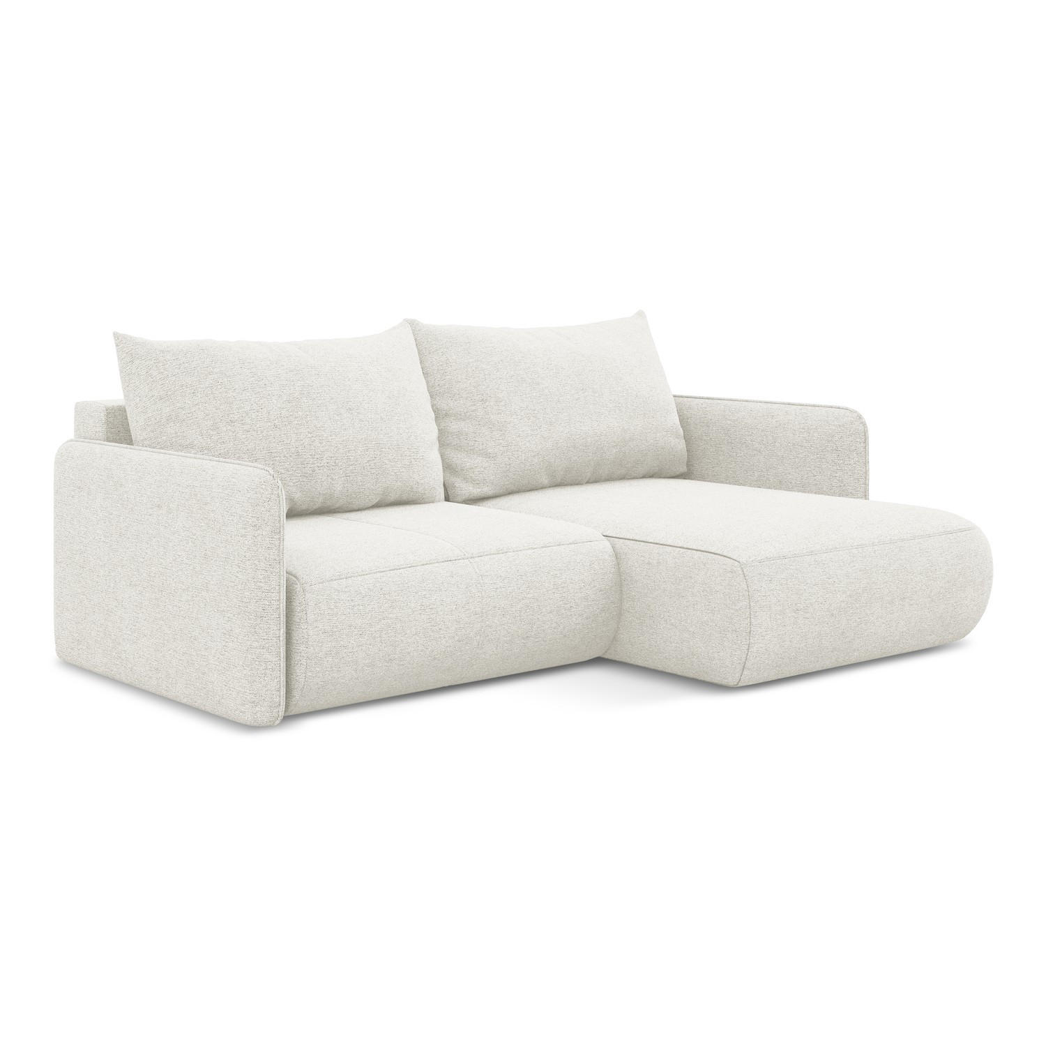 ECKSOFA mit Schlaffunktion Chenille Stoff Weiß - Schwarz/Weiß, Kunststoff/Textil (207/148cm) - LaMiaSofa