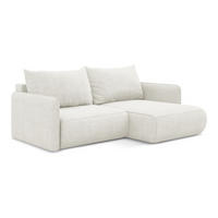 ECKSOFA mit Schlaffunktion Chenille Stoff Weiß - Schwarz/Weiß, Kunststoff/Textil (207/148cm) - LaMiaSofa