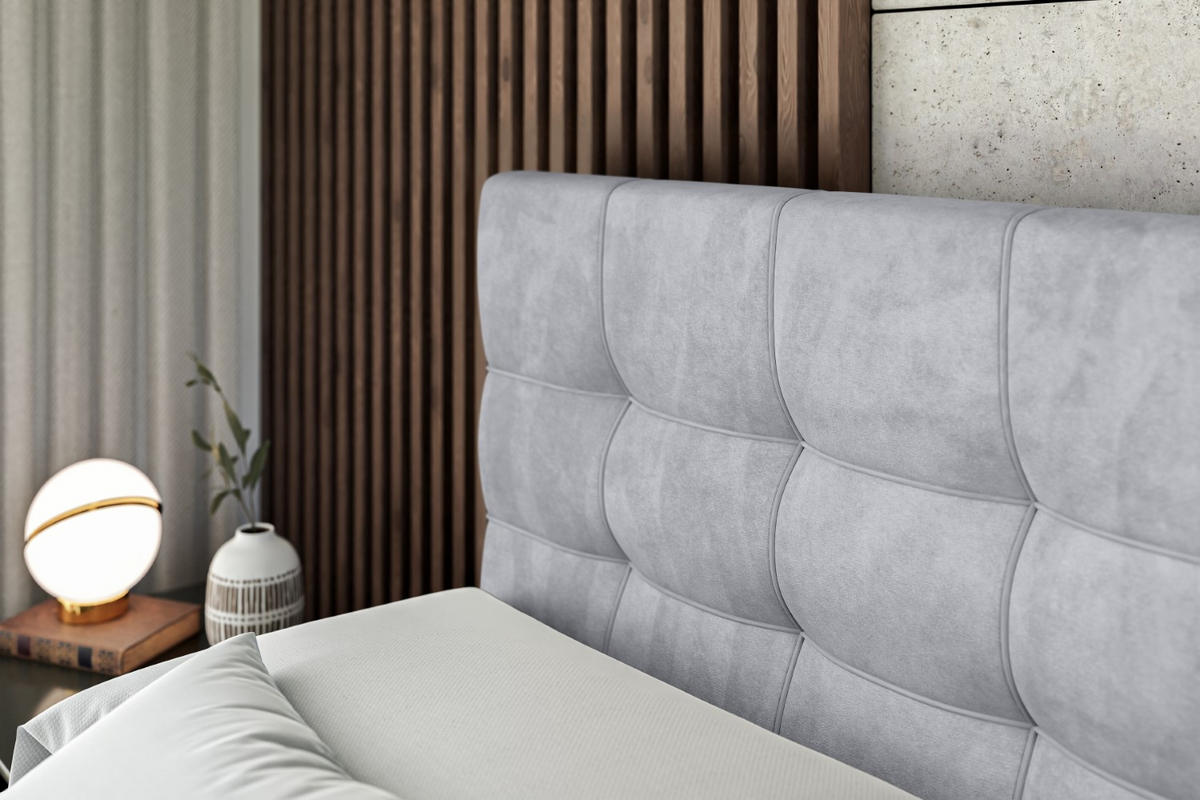 BOXBETT mit H3-Matratze und Lattenrost - BERO - 180x200 Hellgrau - Hellgrau, Holzwerkstoff (180/200cm) - ALTDECOR