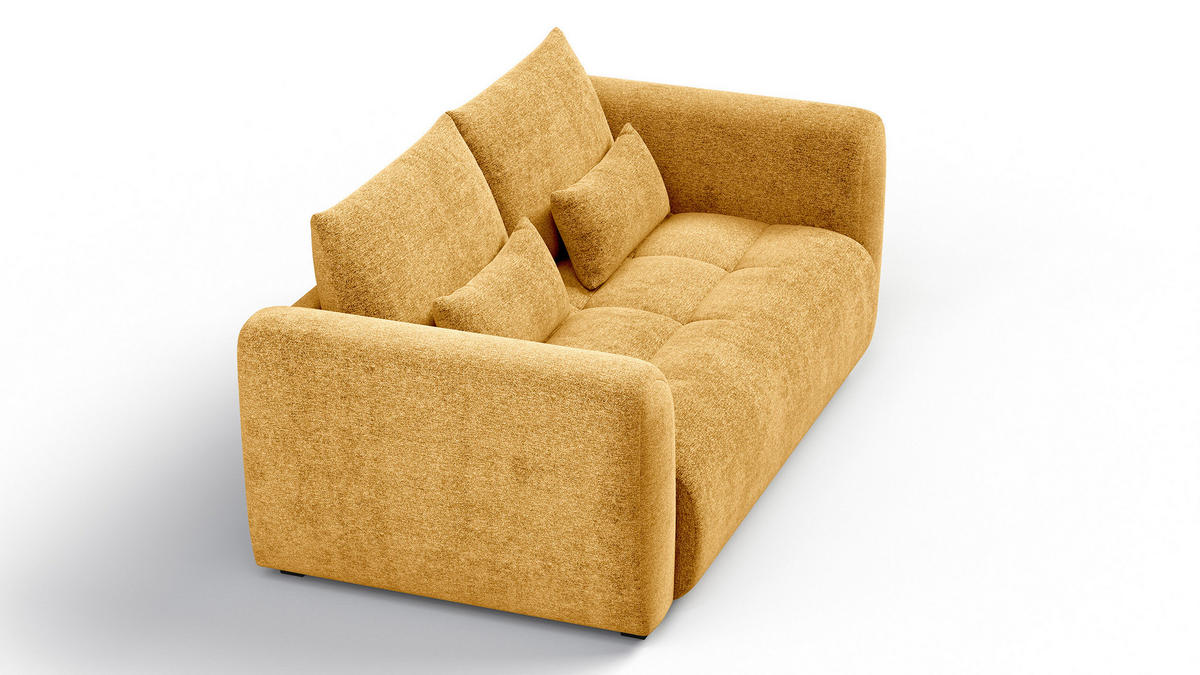 SOFA SORENO 3-Sitzer, gelb - Gelb/Schwarz, Holz/Textil (214/94/114cm) - Courtois Laville