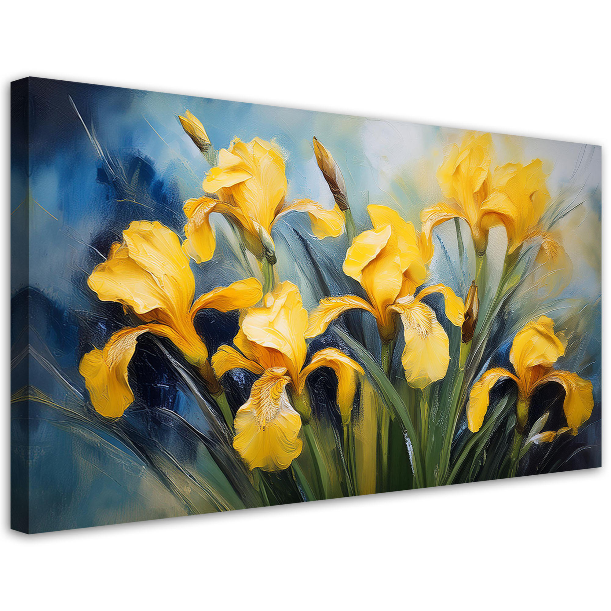 LEINWANDBILD Blumen Schwertlilien Gelb 100x50cm - Gelb, Textil (100/50cm) - Feeby