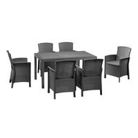 ESSGRUPPE Lido Esstisch Houston mit 6 Sesseln Gartenmöbel - Grau, Kunststoff - BICA