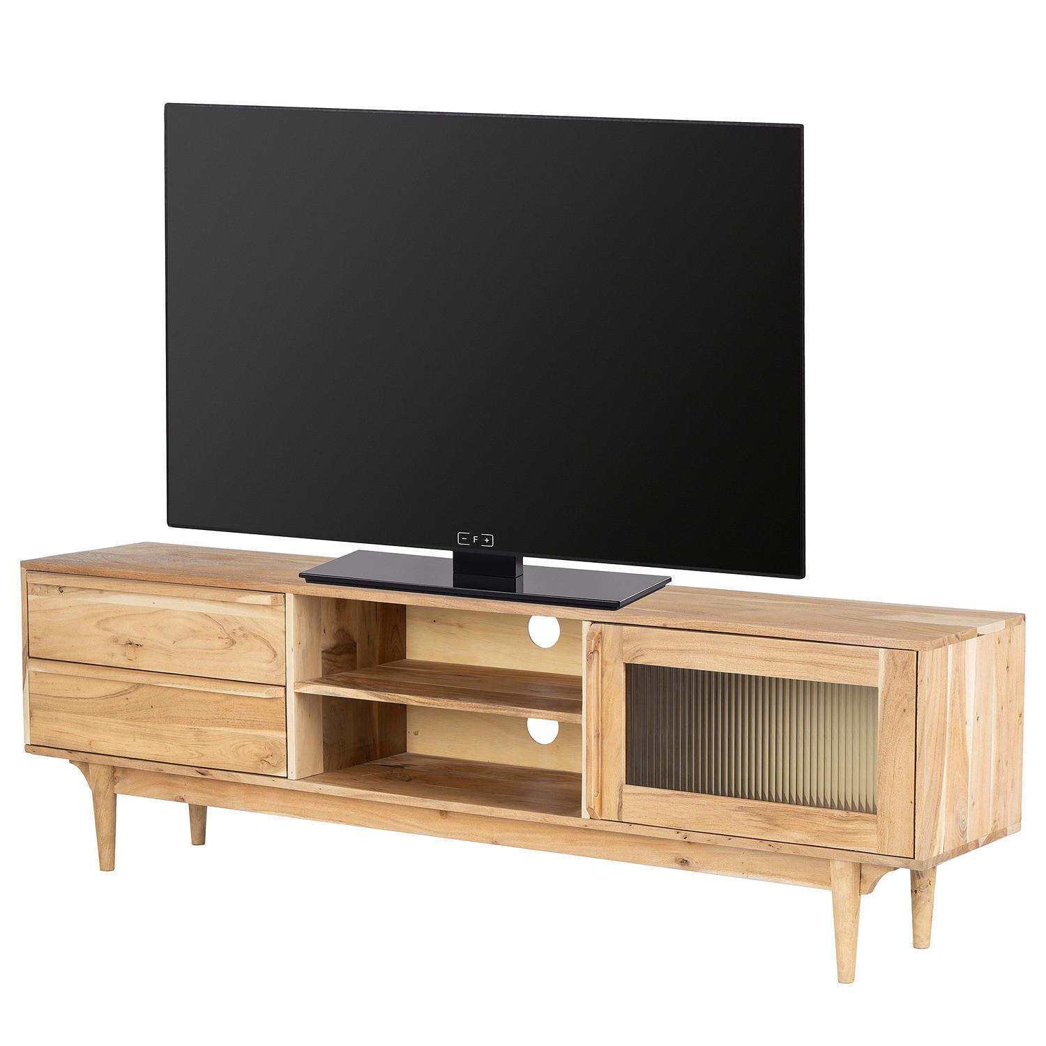 MASSIVES LOWBOARD - Akazie massiv - Akaziefarben, Glas/Holz (180/55/35cm) - home24