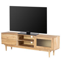 MASSIVES LOWBOARD - Akazie massiv - Akaziefarben, Glas/Holz (180/55/35cm) - home24