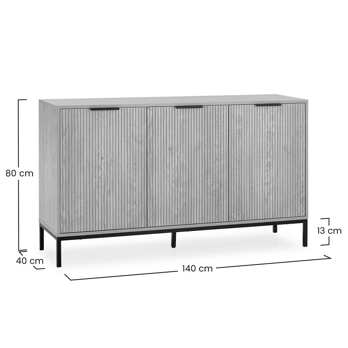 SIDEBOARD Mónica 3 türen in Eichenfarbe - Honigeiche, Holzwerkstoff (140/80/40cm)