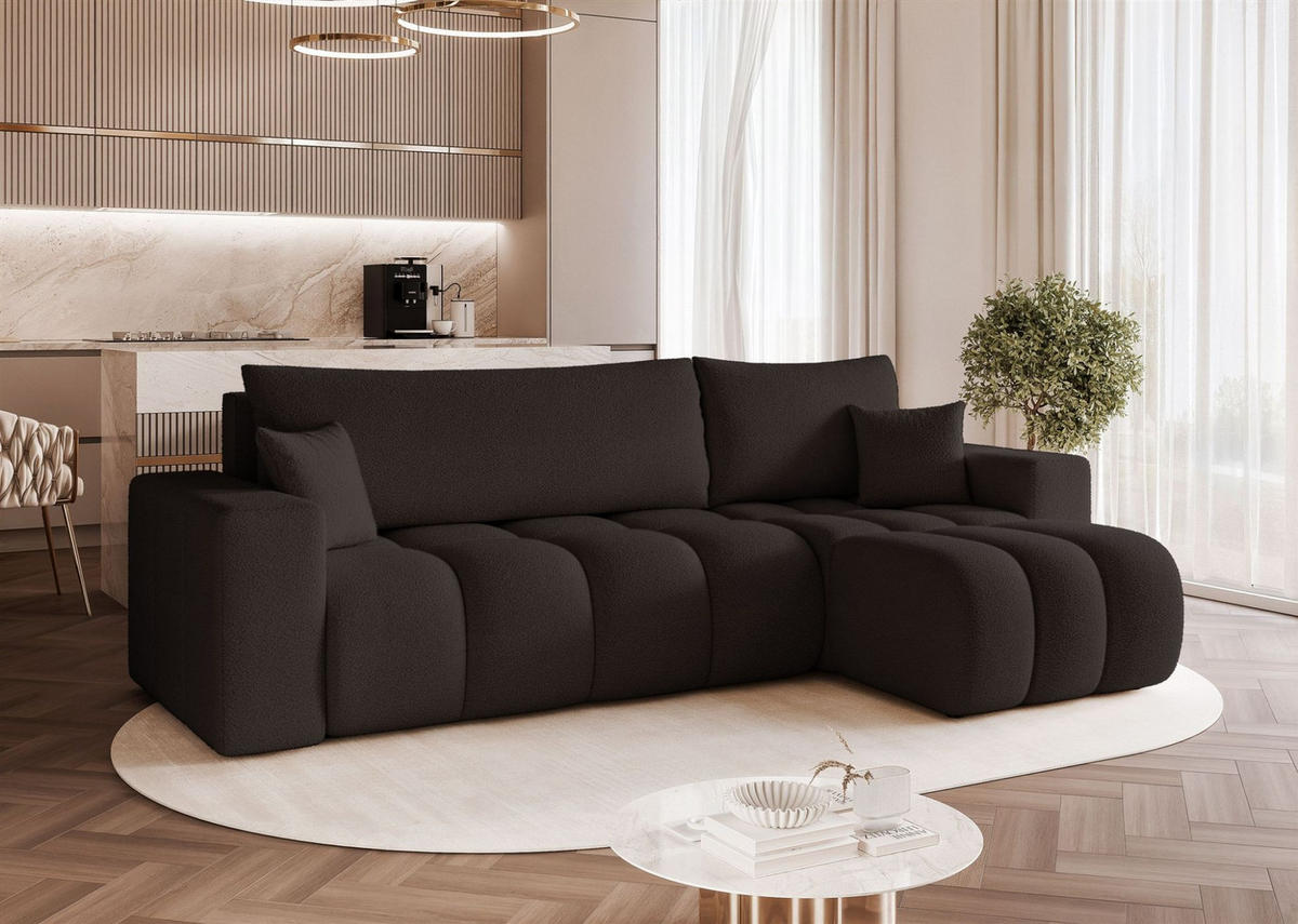 ECKSOFA Anabel Mit Schlaffunktion - Schwarz, Holzwerkstoff/Textil (145/248cm) - Fun Möbel