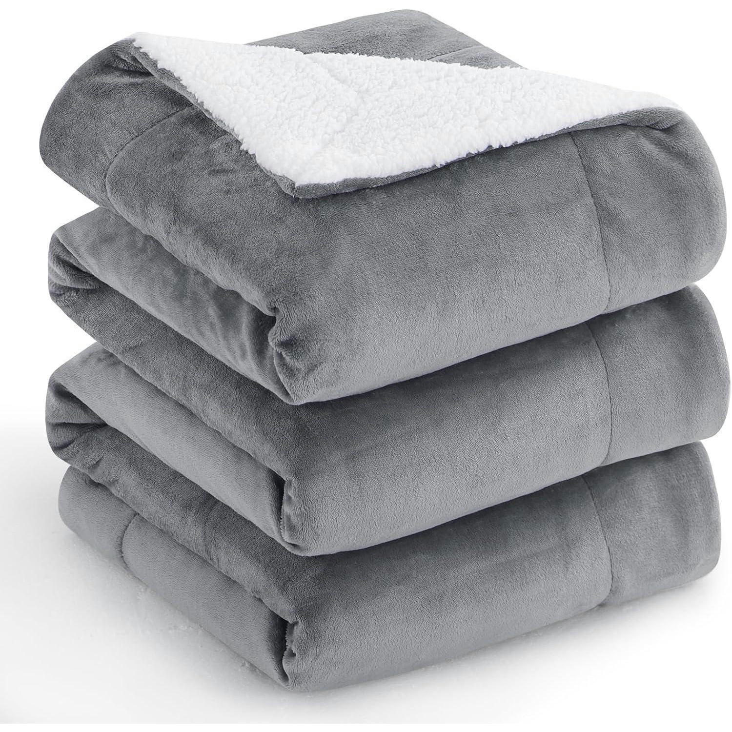 KUSCHELDECKE Sherpa Fleece 220 x 240 cm Grau - Grau, Textil (220/240cm)