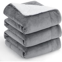 KUSCHELDECKE Sherpa Fleece 220 x 240 cm Grau - Grau, Textil (220/240cm)