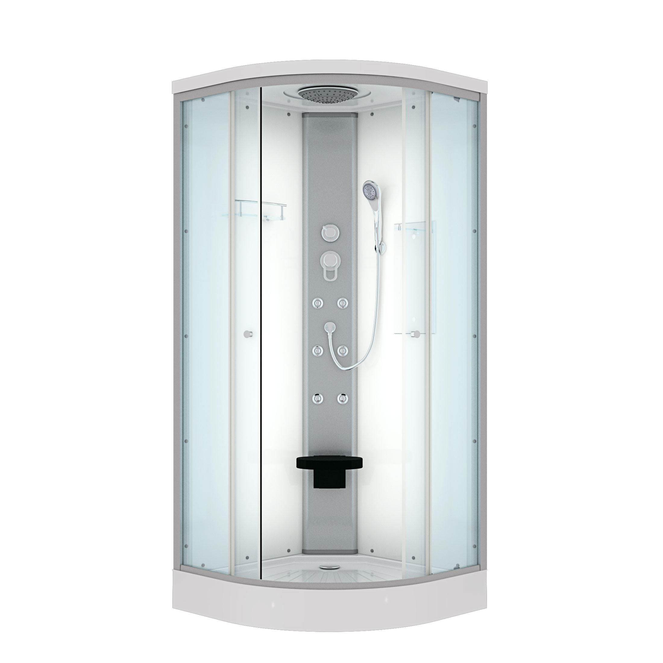 DUSCHE Fertigdusche D10-00T0 Weiß 80x80 - Weiß, Glas/Kunststoff (80/80/215cm) - AcquaVapore by Sandra Jentho